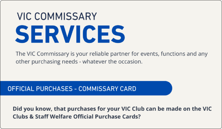 VIC clubs can purchase in the Commissary